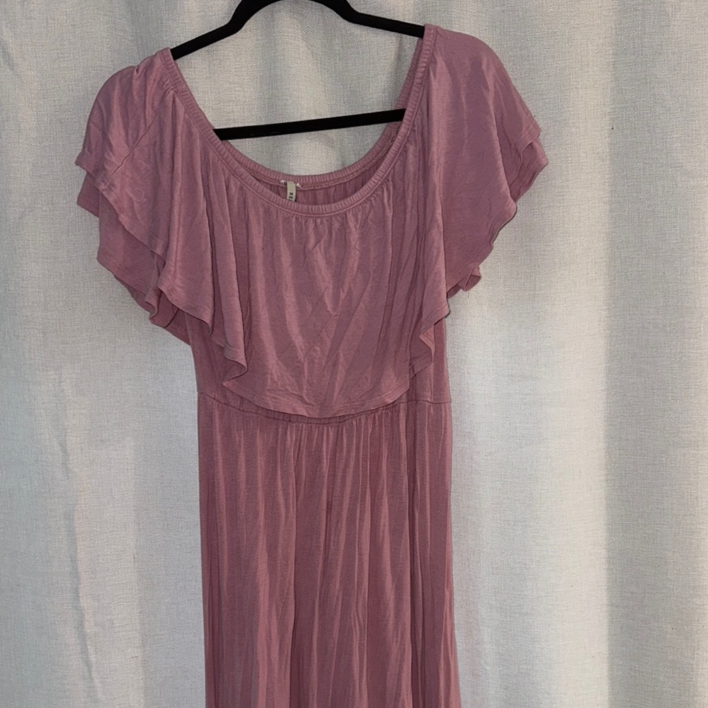 Elegant Mauve Ruffle Dress